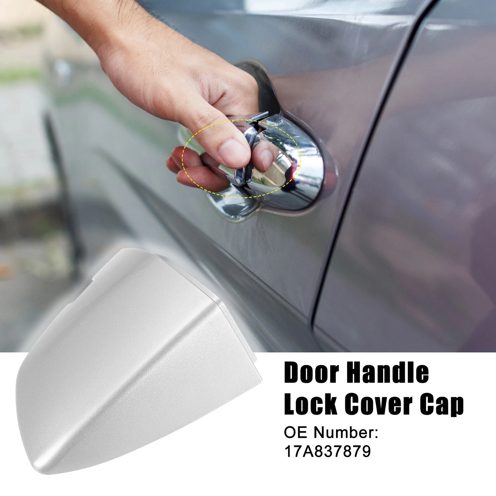 Front Left Door Handle Cover for Volkswagen (Silver Tone)