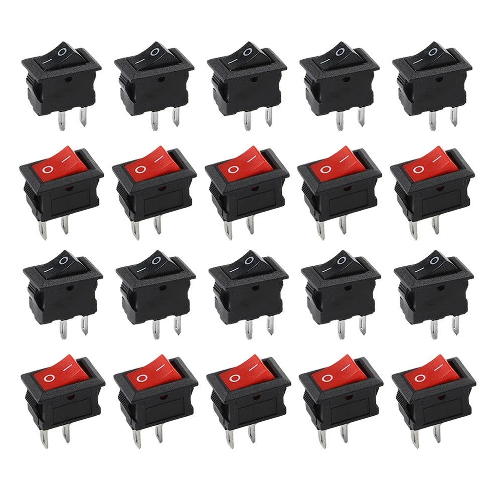 20PCS 2 Pin Rocker Switch ON OFF 125VAC 6A 250VAC for Electrical Projects