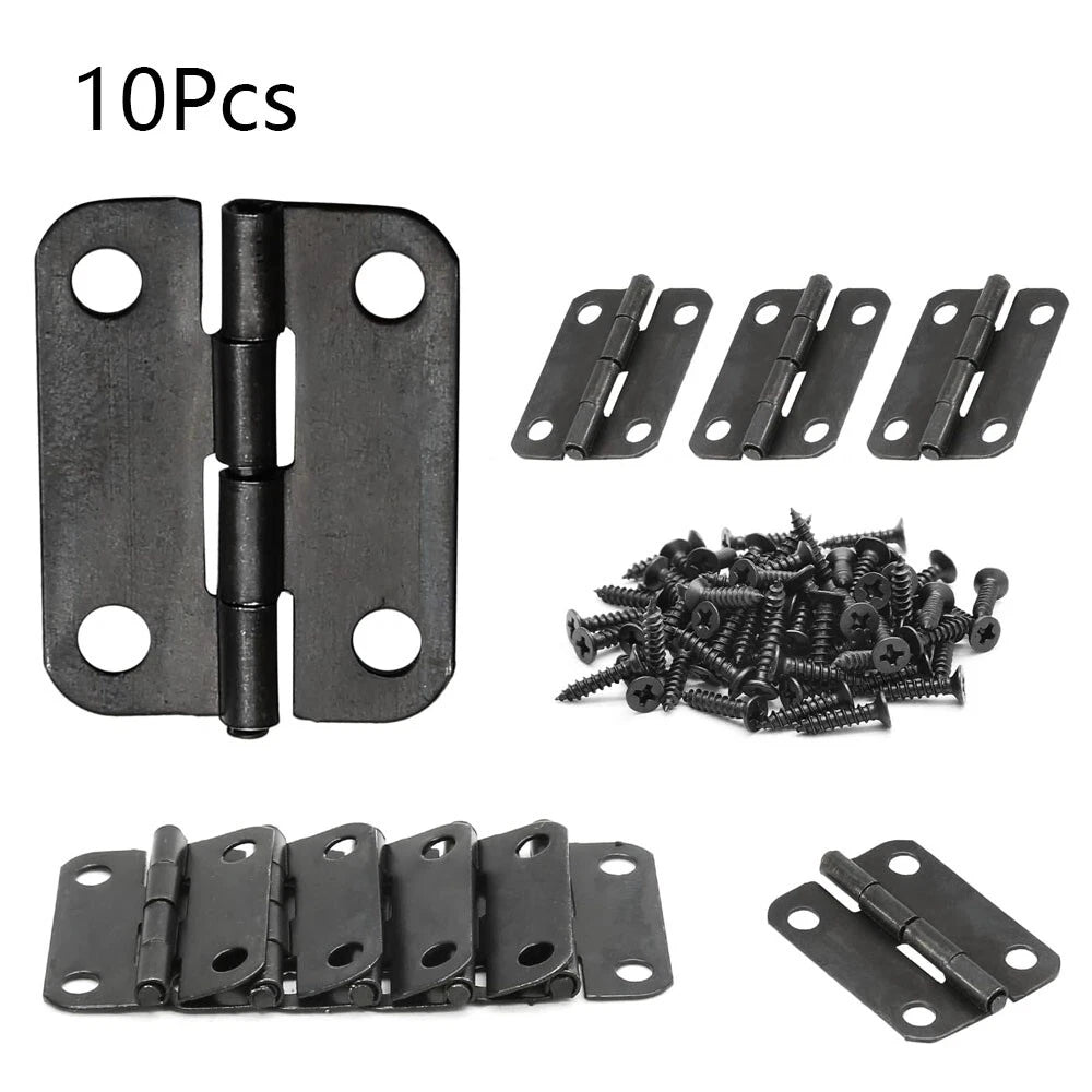 10pcs Mini Black Door Hinges for Dollhouse (25mm x 18mm)