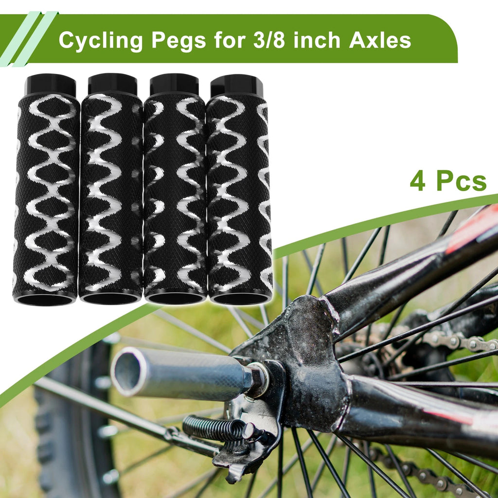 4 Pcs Bike Pegs 100mm Circle Texture Replacement for Bicycle Cycling (Black)