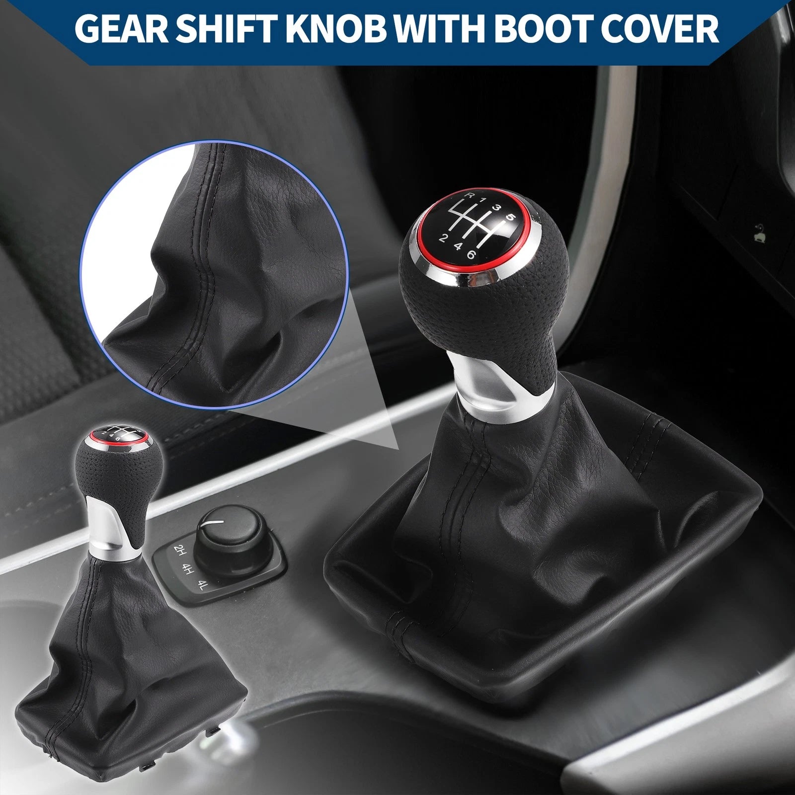 6 Speed Gear Shift Knob with Dust Cover for Audi A4 (2007–2015)