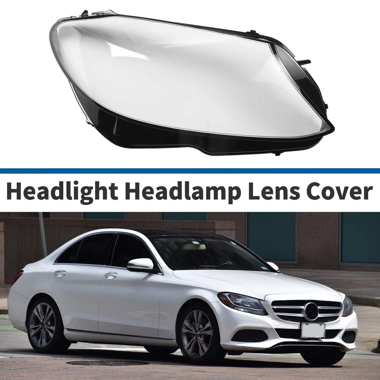 Headlight Lens Cover Front Right Replacement for Mercedes-Benz C-Class (2018–2020)