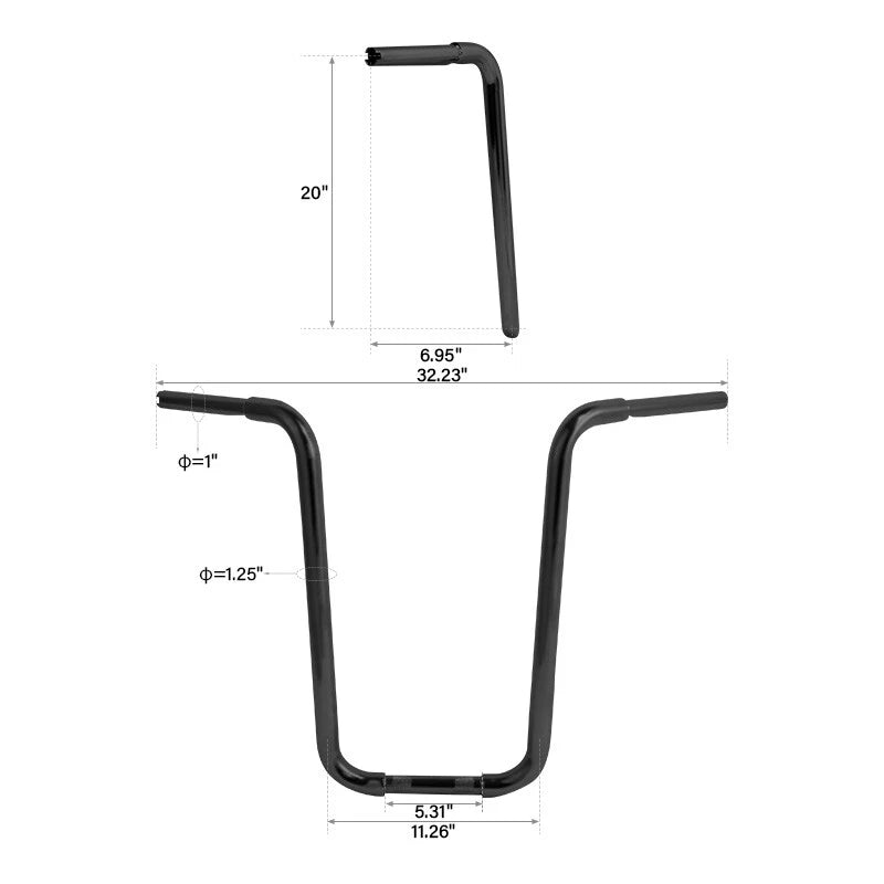 Ape Hanger Handlebar 1-1/4" for Harley Sportster (10-20 Inch)
