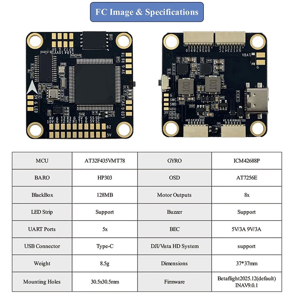 4-in-1 Flight Controller with ESC62A for STF43562 FC435 AT32F435VMT7