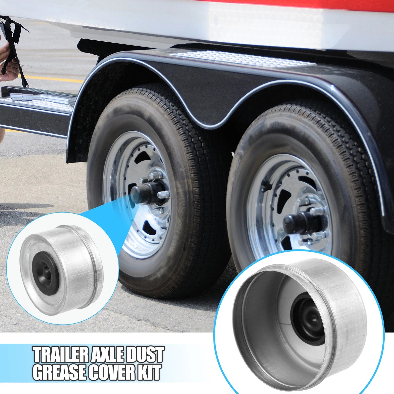 2PCS Trailer Axle Dust Cap Rubber Grease Plug Set for Camper RV (2005–2018)