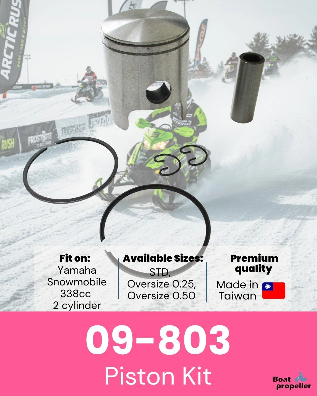 Piston Kit 09-803, 846-11631-00-96 STD for Yamaha Snowmobile GP338/SL338F