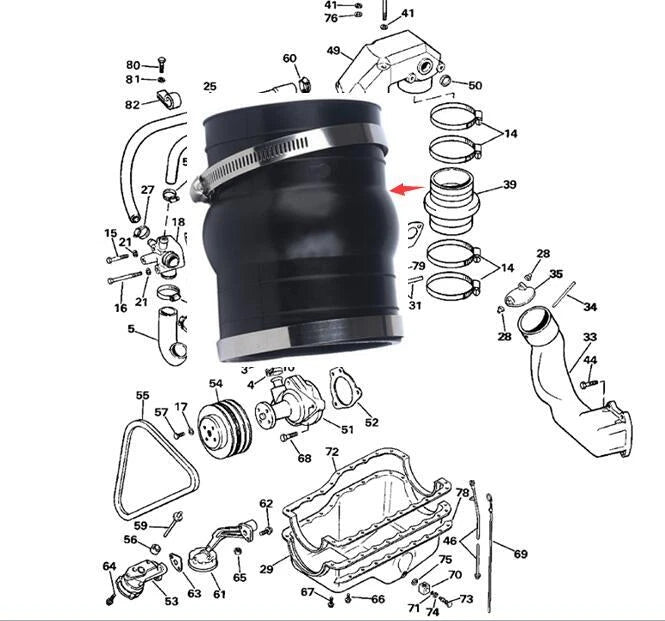 Exhaust Hose Bellows for OMC & Volvo Penta (3852741, 3863450, 0778067)