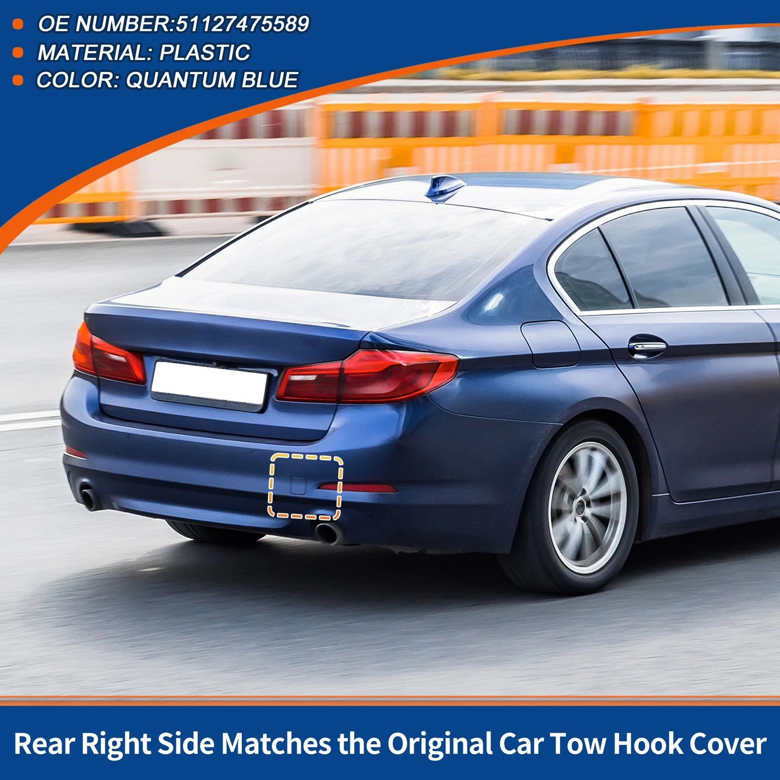 Rear Tow Hook Cover Replacement for BMW 530i 540i M5 (2017–2021)