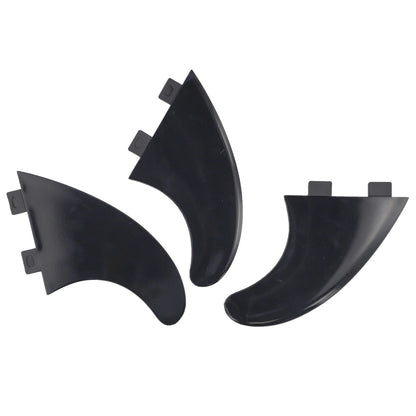 3X Black Surfboard Tail Fin Set for G5 Thruster (Compatible)