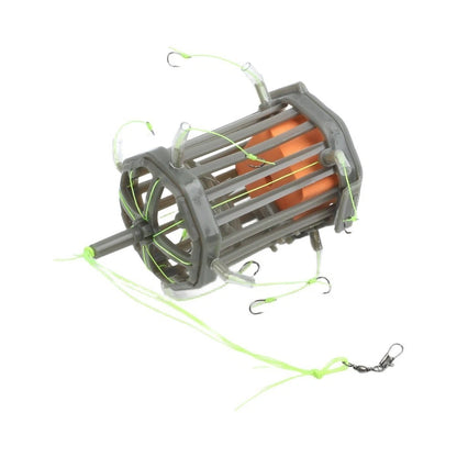 Fishing Bait Cage String Feeder with 8 Carbon Steel Hooks for Carp