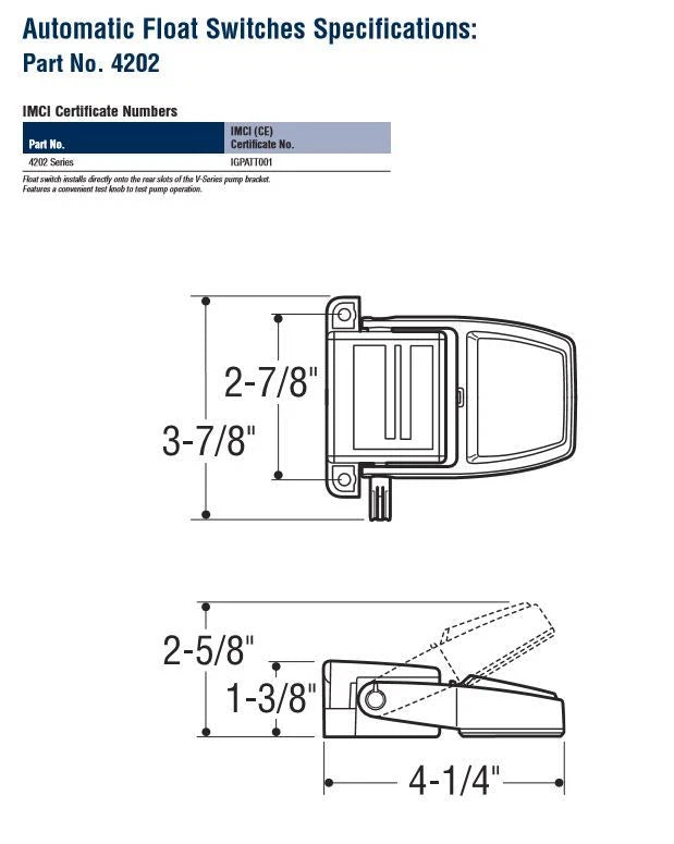 Attwood Float Switch with Cover for (4202, BLA 131696, 12V/24V)
