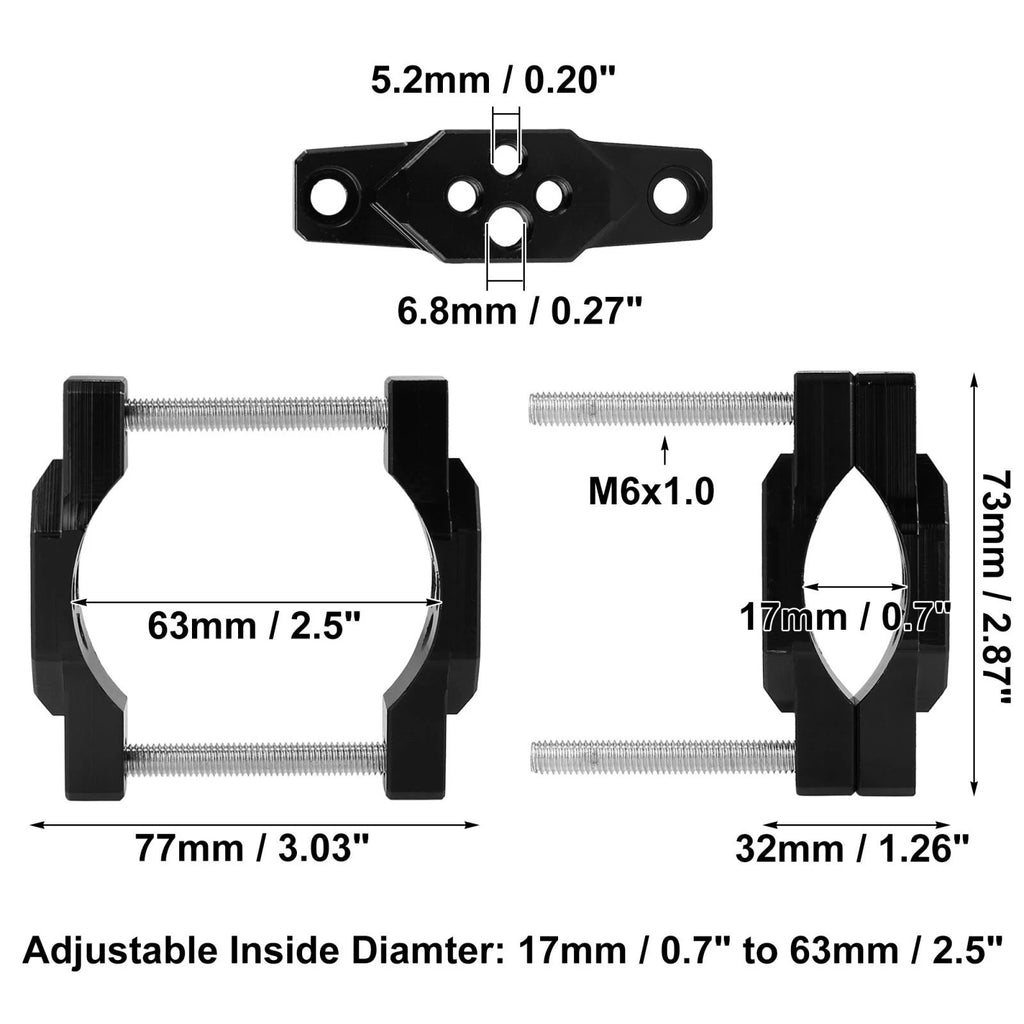 Motorcycle Bike Light Lamp Holder Handlebar Mount Bracket Clamp for Universal (17–63mm)