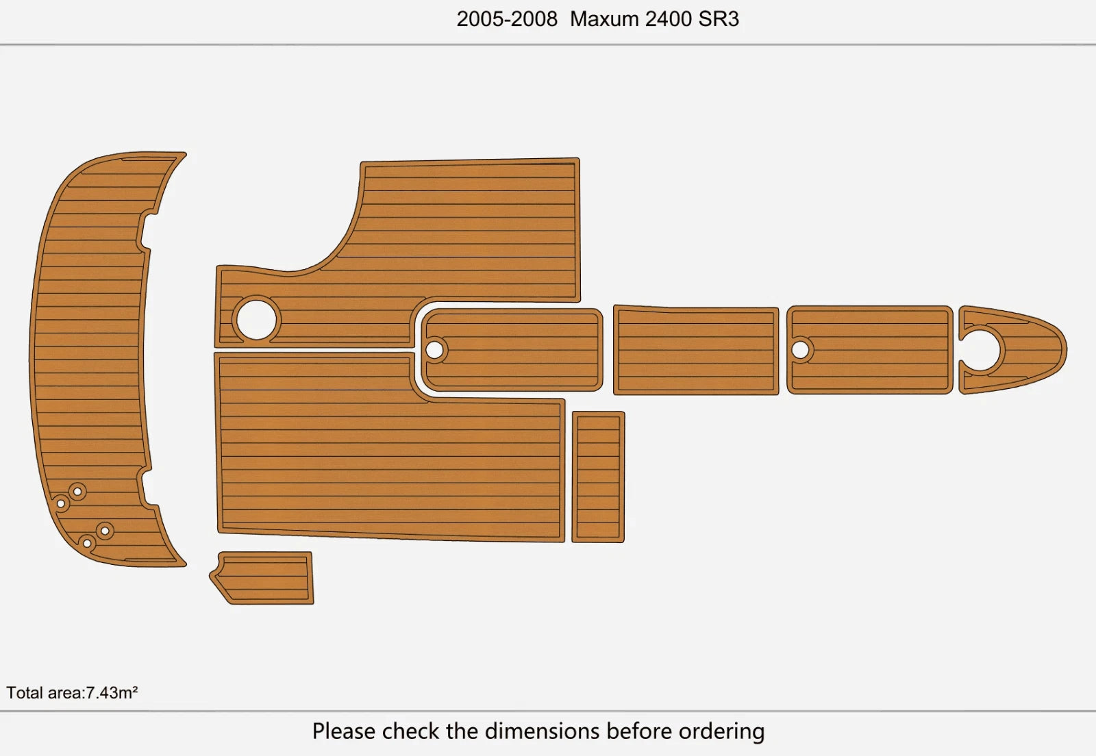EVA Foam Teak Deck Flooring Pads for Maxum 2400 SR3 (2006)