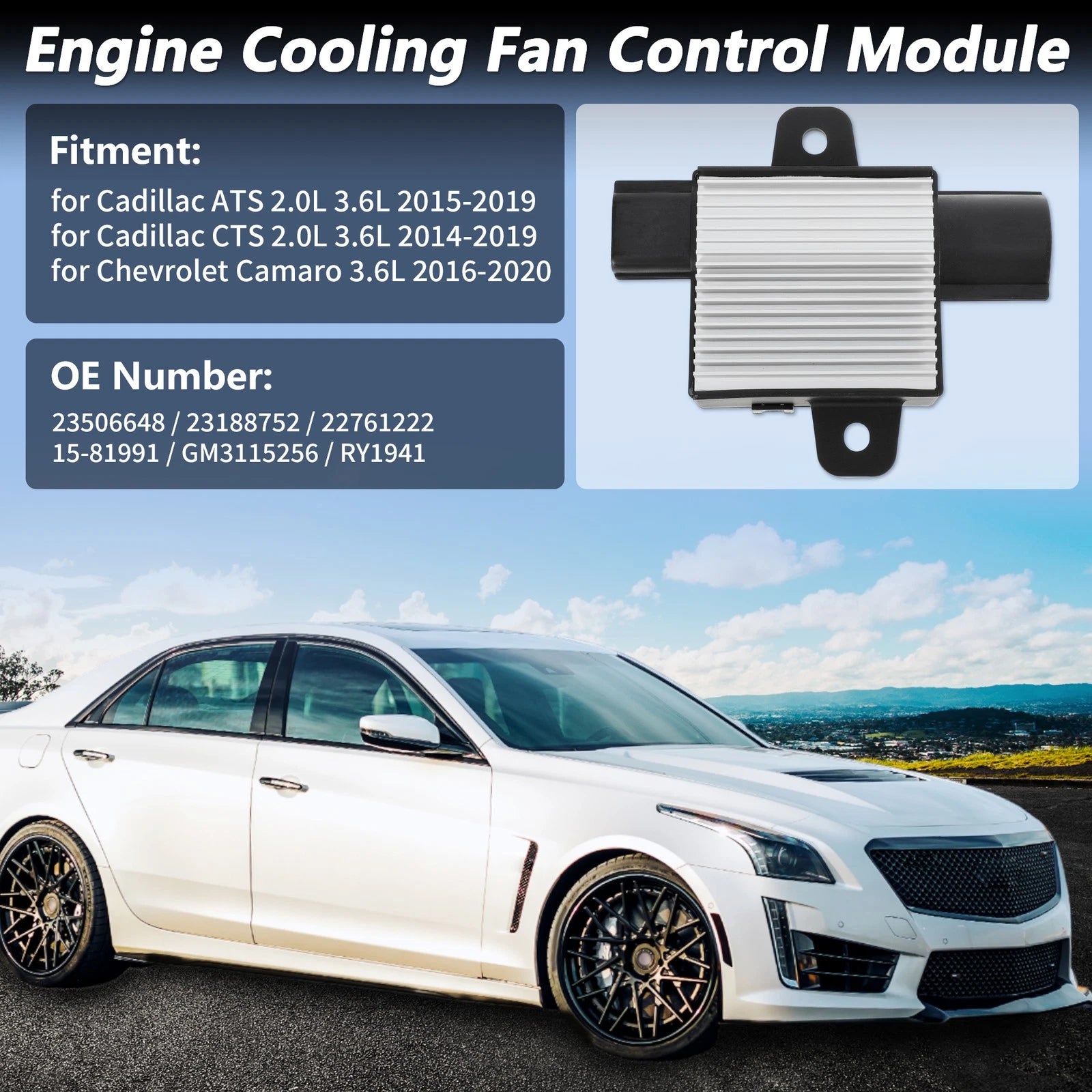 Engine Cooling Fan Control Module for Cadillac ATS CTS (2014–2019) No.23506648
