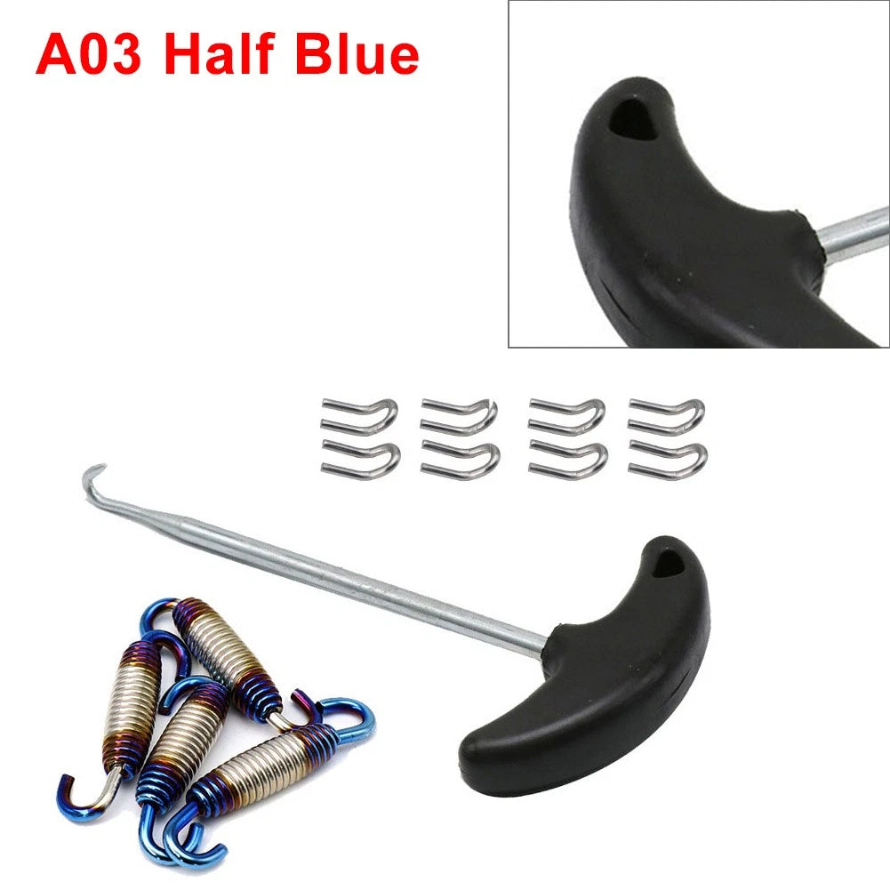 Motorcycle Exhaust Pipe Muffler Mounting Springs Hooks Set Link Stainless