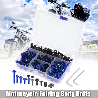 Motorcycle Fairing Body Bolts Fastener Blue for Yamaha Honda BMW (195pc)