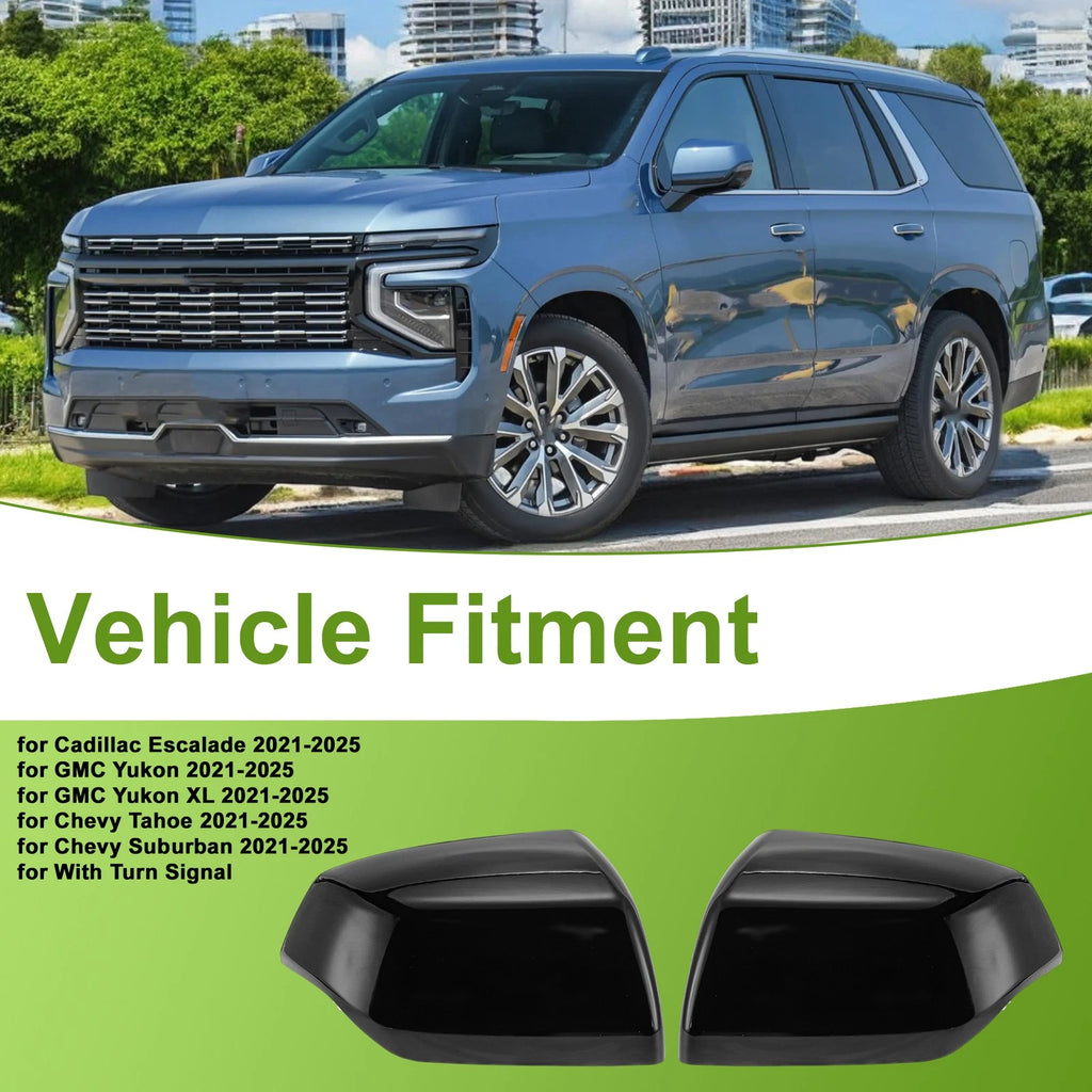Mirror Cover Cap Replacement Gloss Black Pair for Cadillac Escalade (2021–2025)