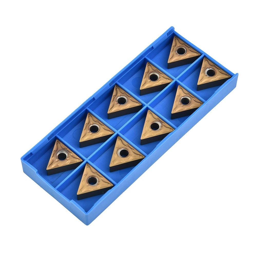 10pcs Golden-Lathe Carbide Triangular Inserts TNMG 160404 for Cutting Tools