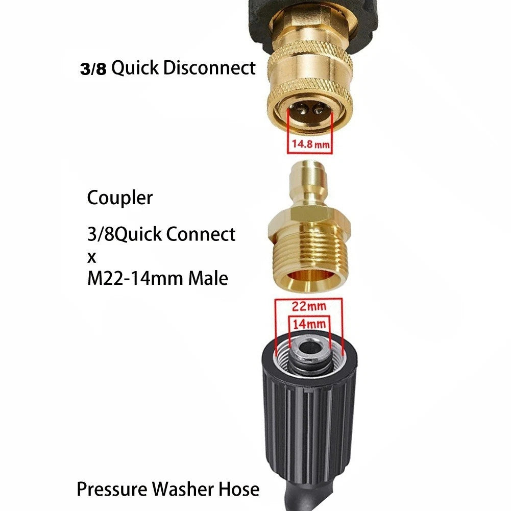M22 to 1/4 Inch Quick Attach Coupling for Pressure Washer Hose Connector