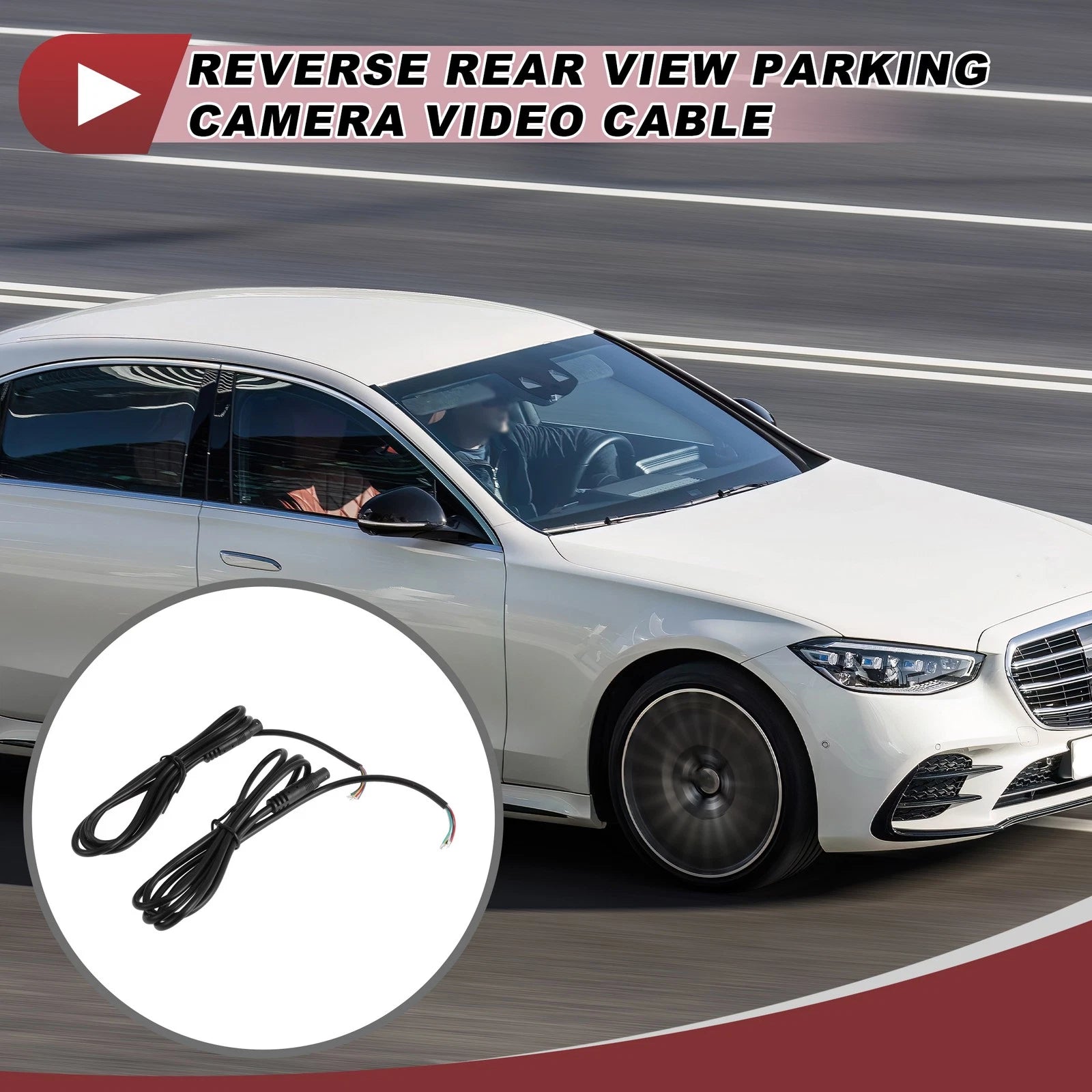 Set of 2 Reverse Rear View Parking Camera Video Cables 6Pin for