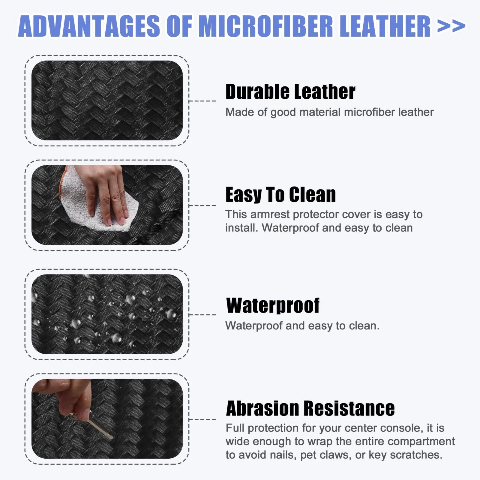 Microfiber Leather Armrest Pad Replacement for Volkswagen Tiguan (2017–2021)