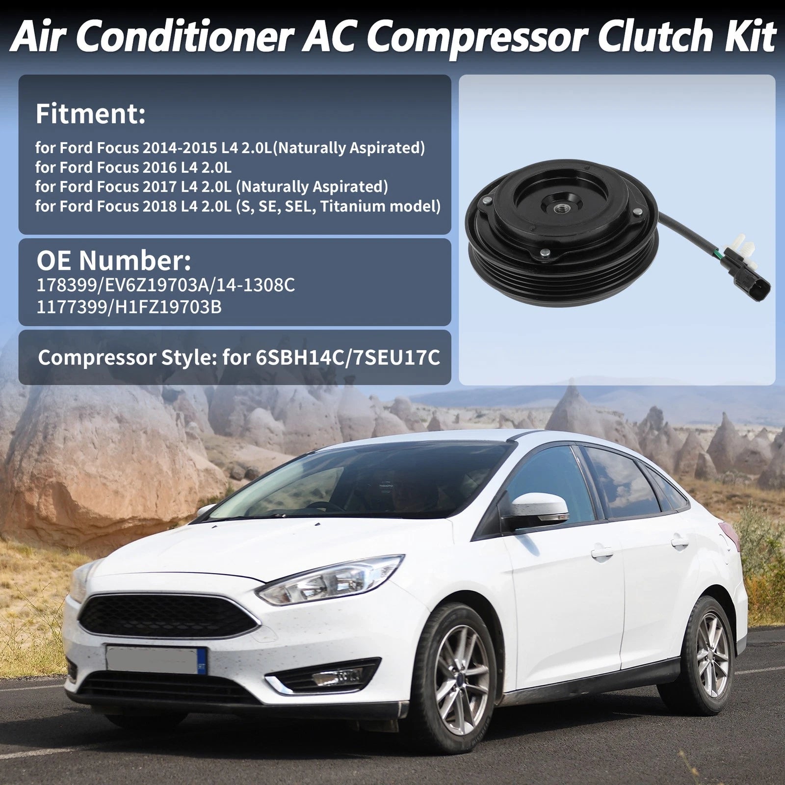 AC Compressor Clutch Kit for Ford Focus 2.0L 2014–2018
