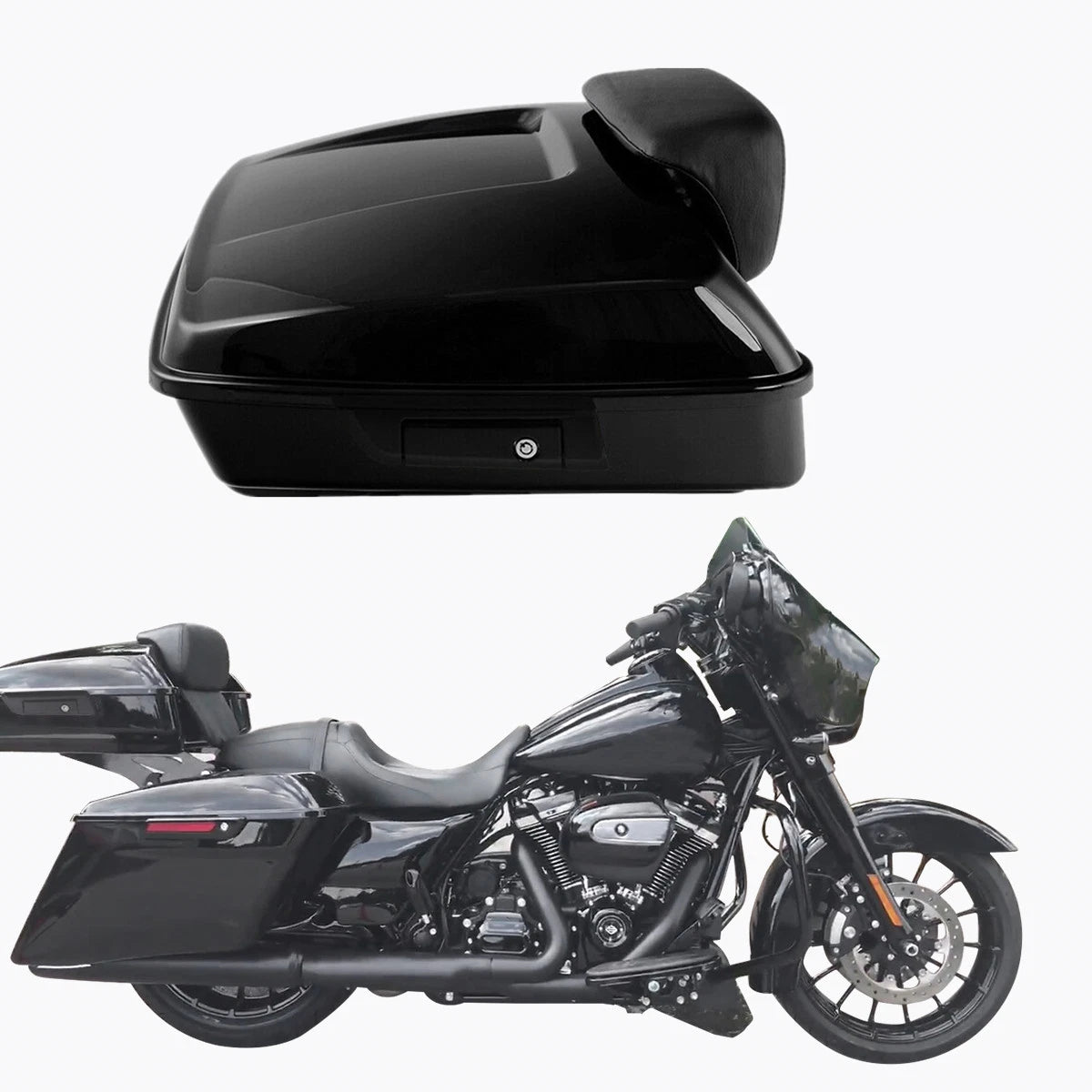 Black Chopped Trunk Latch Backrest Pad for Harley Touring (2014–2026)