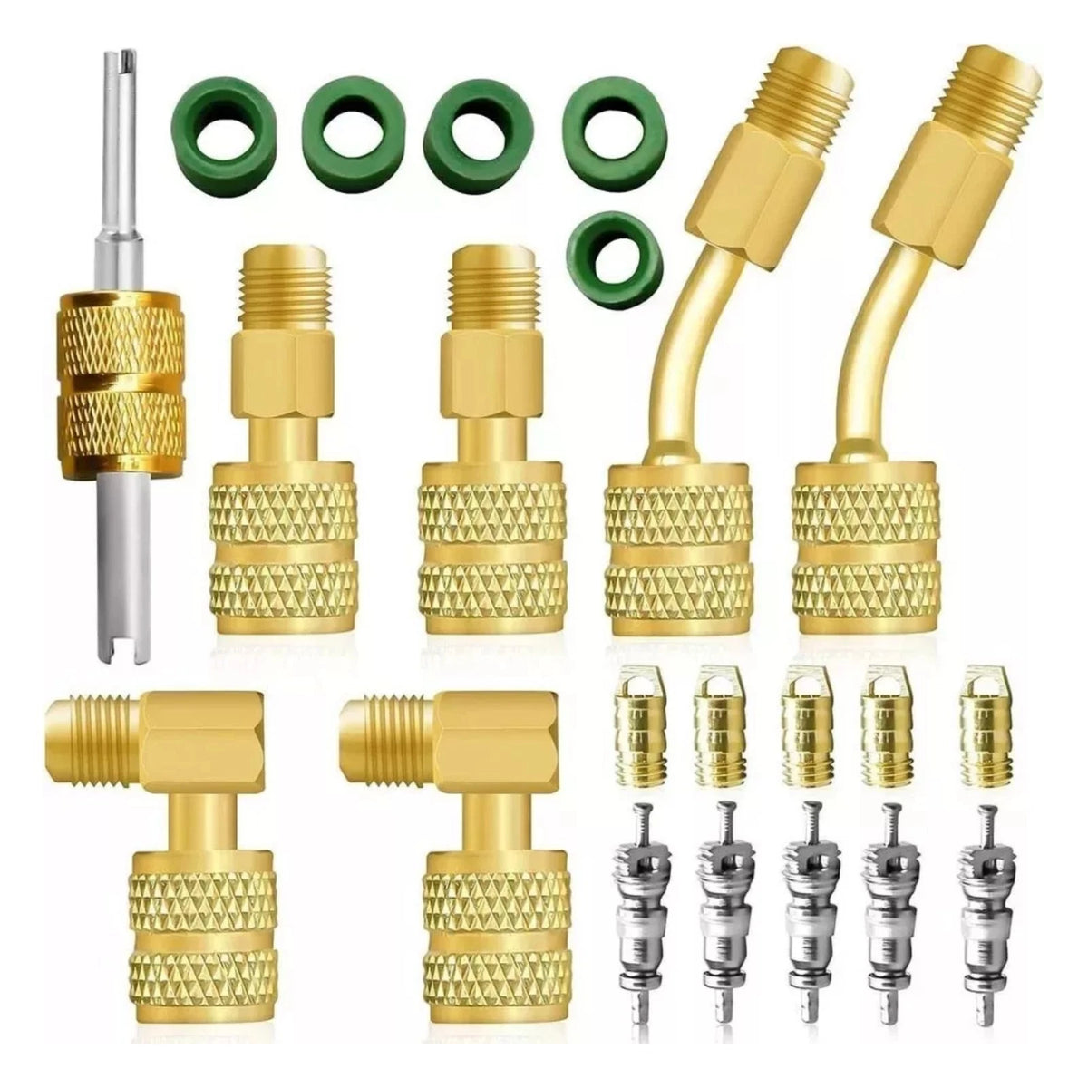 Set of 2 R410A Adapter Kit for Mini Split (5/16 to 1/4 Coupler, Brass, Rubber)
