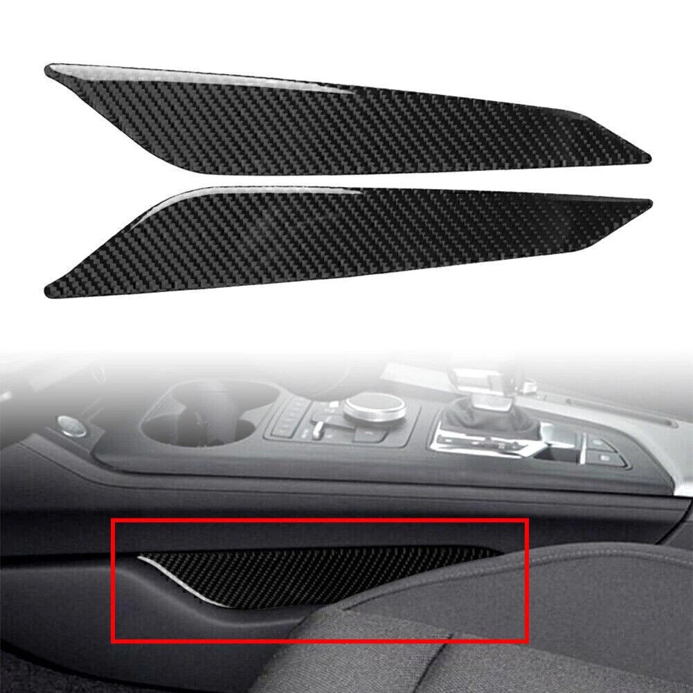 2pcs Carbon Fiber Gear Shift Side Panel Cover Trim For Audi A4 B9 2017-2020 2019