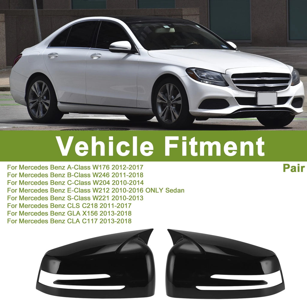 Mirror Cover Cap Pair Replacement Gloss Black for Mercedes-Benz A-Class W176 (2013–2019)