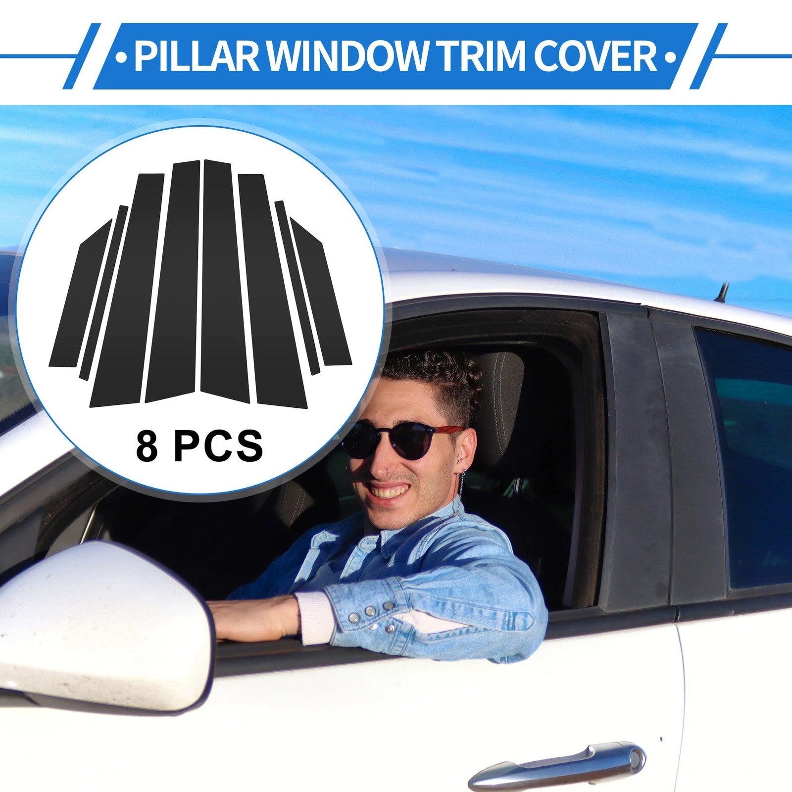 8 Pcs Door Pillar Window Trim Replacement for Hyundai Creta (2014–2019)