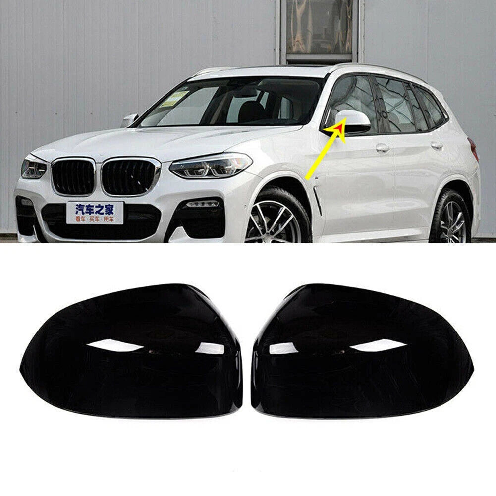 ABS Rearview Side Mirror Cap Cover for BMW X3 X4 (2018–2022) Gloss Black
