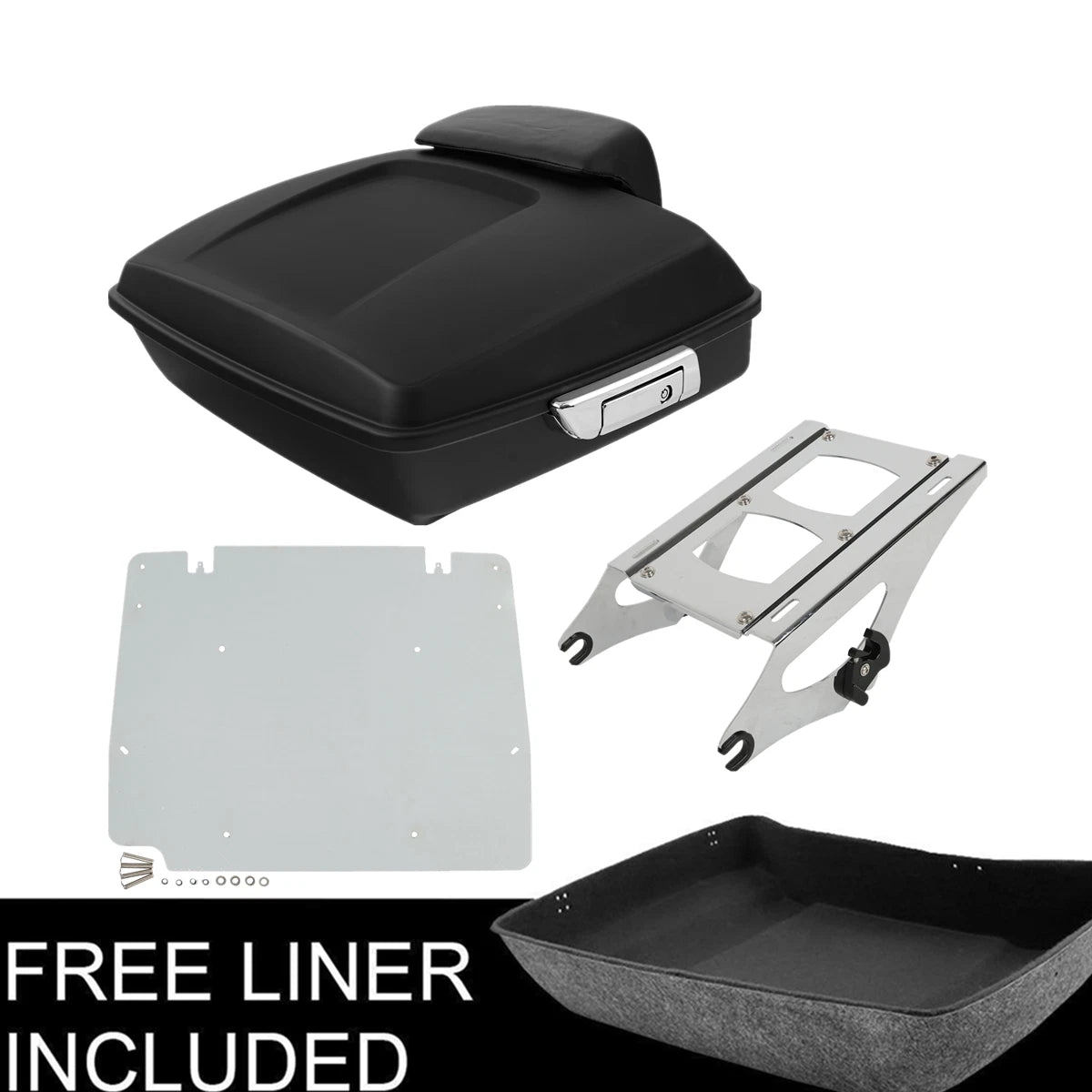 Trunk Backrest Pad Mount Rack Plate for Harley Touring (2014–2023)