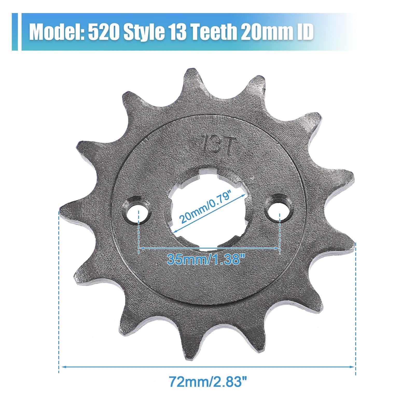 Front Engine Sprocket Set Replacement 13 Teeth for Dirt Pit Bike ATV (520) (20mm ID)