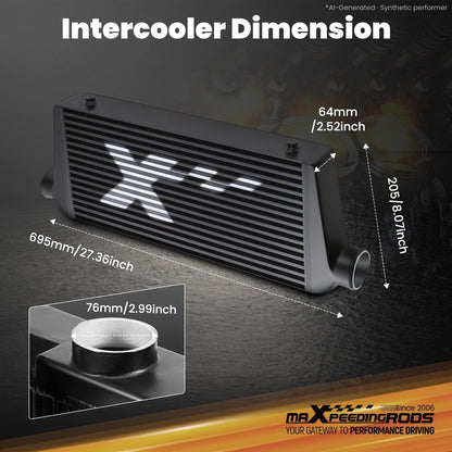 Front Mount Intercooler Kit for Nissan Skyline R32 GTST (1989–1994) Turbo Black Bar Plate