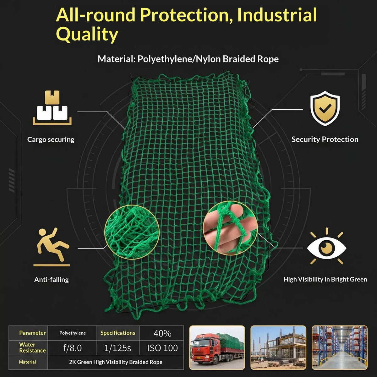 Elastic Mesh Cargo Net for Truck Bed (1.5x2.2m, 1.6x3m, 1.8x3.5m)