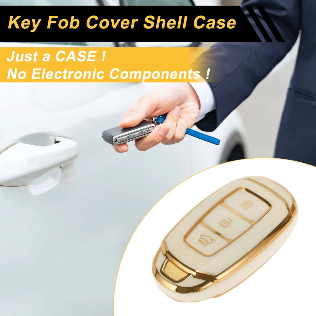 Car Key Case Cover White Gold for Hyundai i10 (2014–2021)