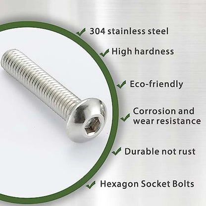 20X M6 Hex Socket Button Head Bolts for Automotive Applications (304 Stainless Steel)