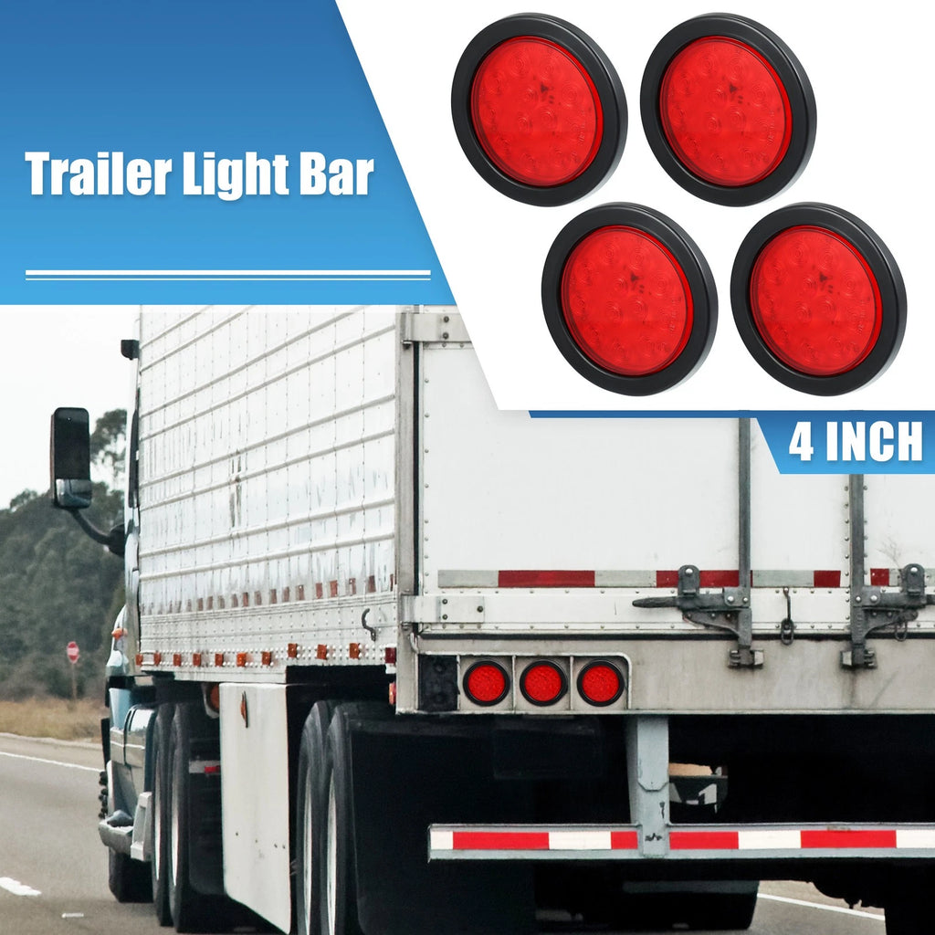 4 Pcs 4 Inch LED Red Trailer Tail Light Surface Mount Waterproof for Truck (2000–2020)