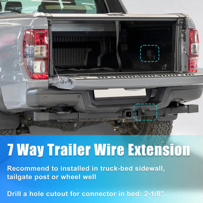7 Pin Trailer Wiring Extension Harness Connectors for Truck Bed (2005–2025)