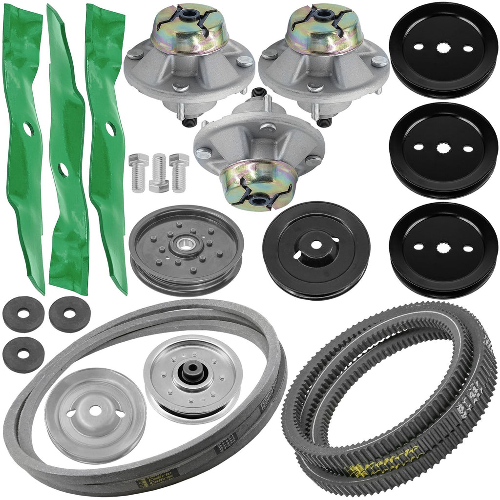 Deck Spindle with Pulley and Belt Replacement for John Deere X324 (2016–2018)