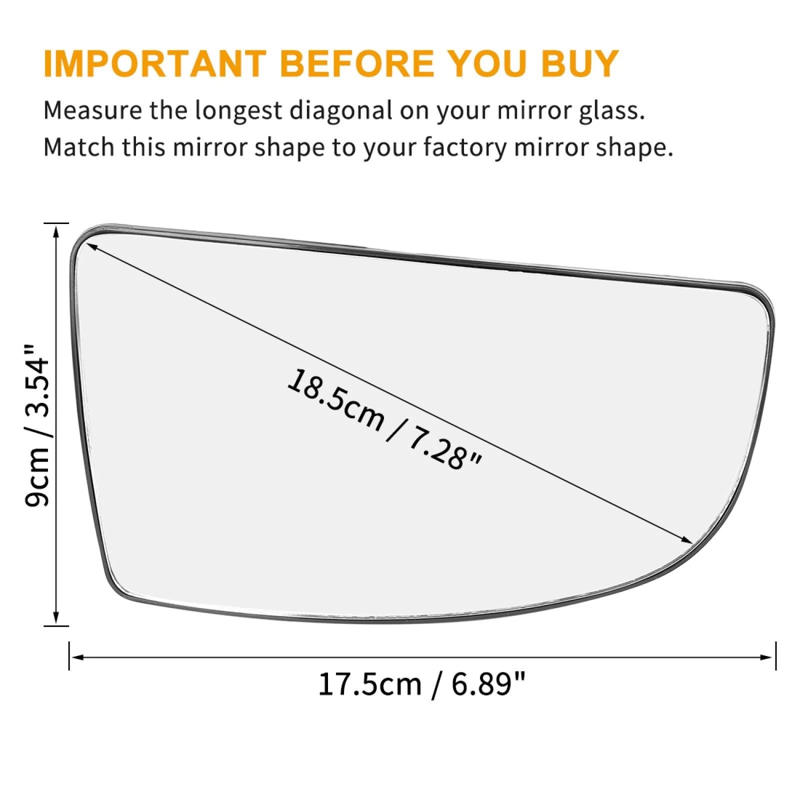 Right Side Mirror Glass Replacement with Backing for Ford Transit T150 T250 T350 (2015–2020)