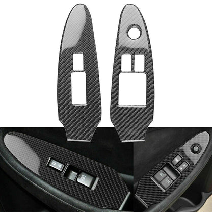 2Pcs Carbon Fiber Window Lift Switch Panel Trim for Nissan 370Z (2009–2020)