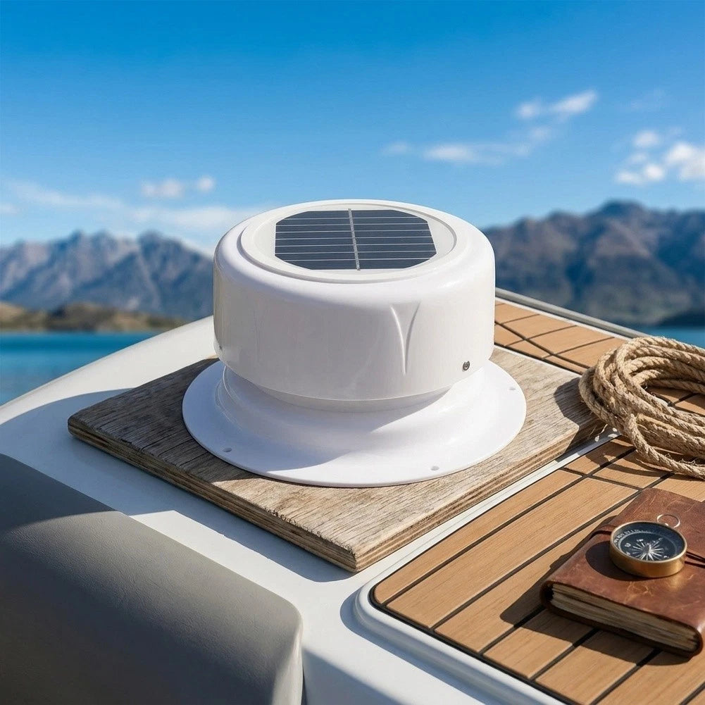 Solar Powered Ventilation Fan for RV Roof and Boat Deck (178x92mm)