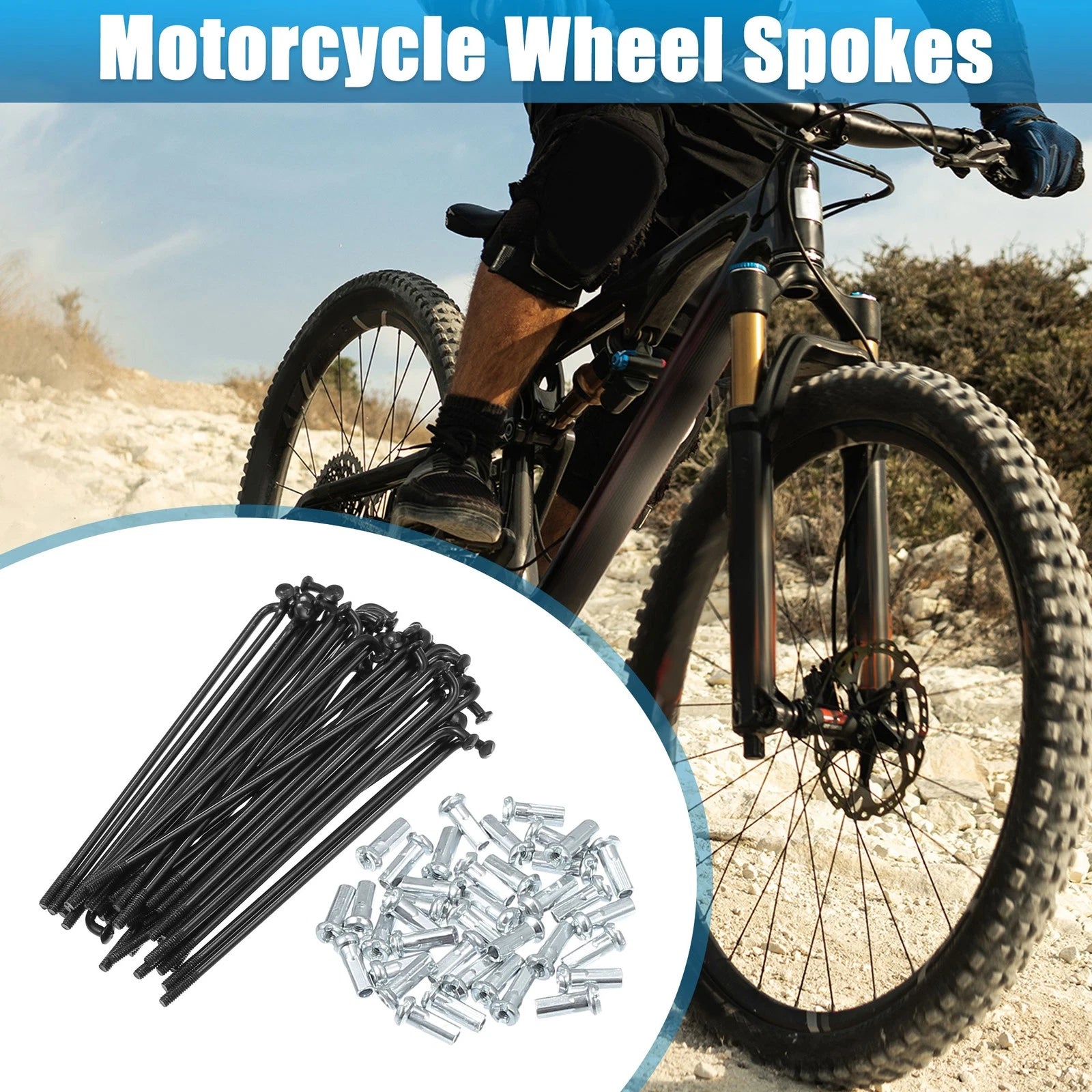 14G J Bend Bicycle Spokes 78mm Replacement with Nipples for 40 pcs