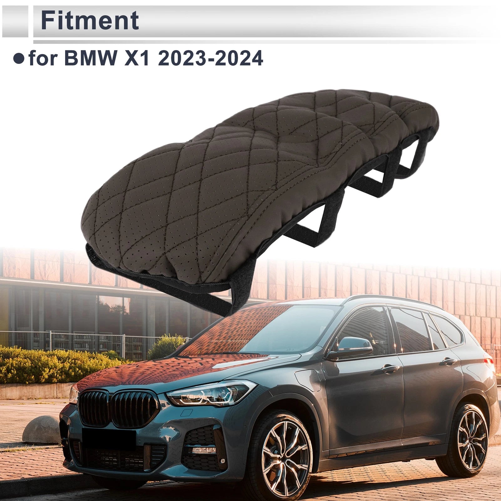 Car Center Console Cover Replacement for BMW X1 2023–2024 Deep Brown