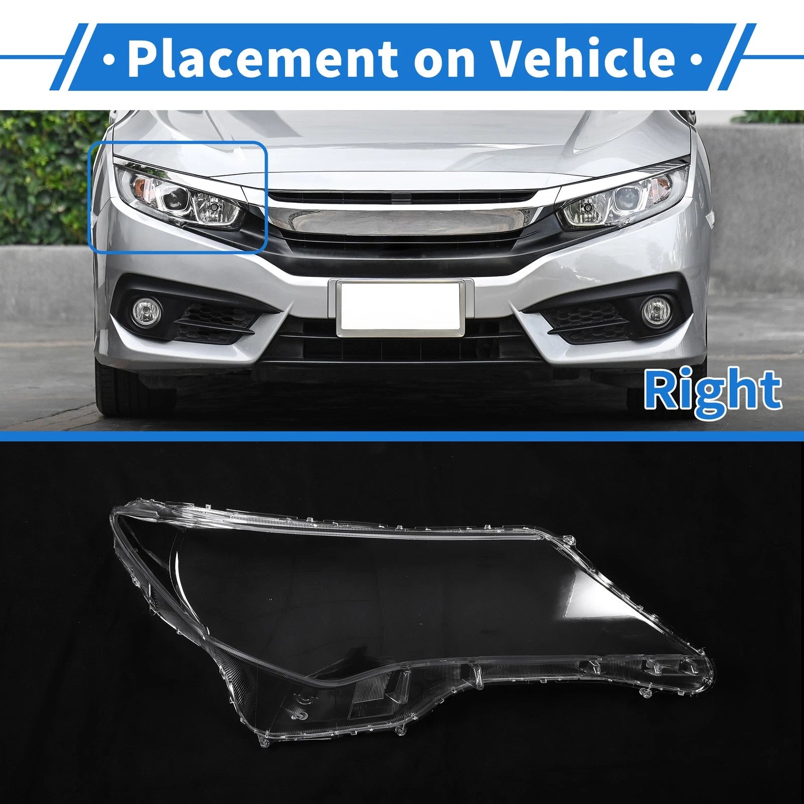 Headlight Lens Cover Front Right Replacement for Toyota RAV4 (2013–2015)