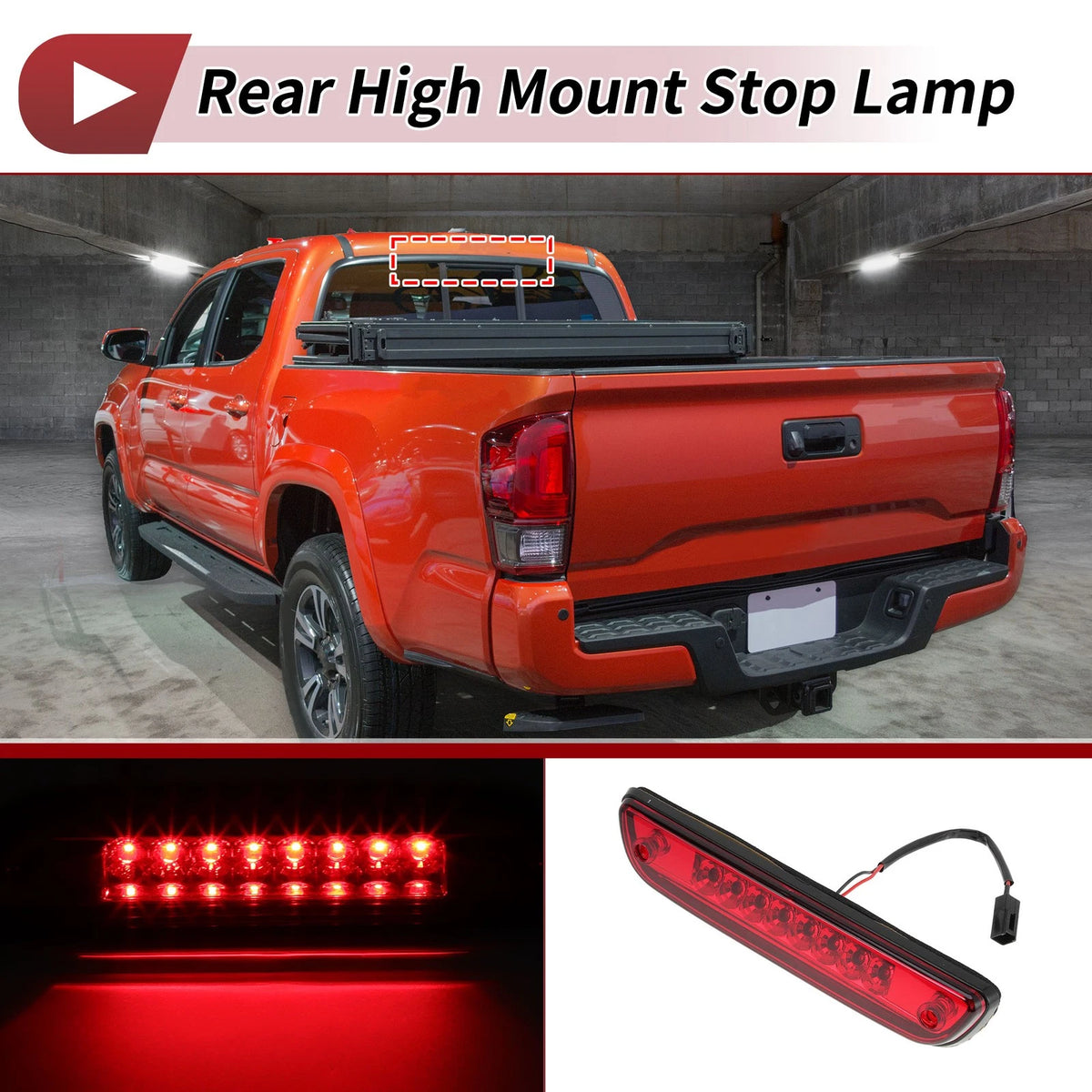 Red LED Third Brake Light Replacement for Toyota Tacoma (2005–2015)