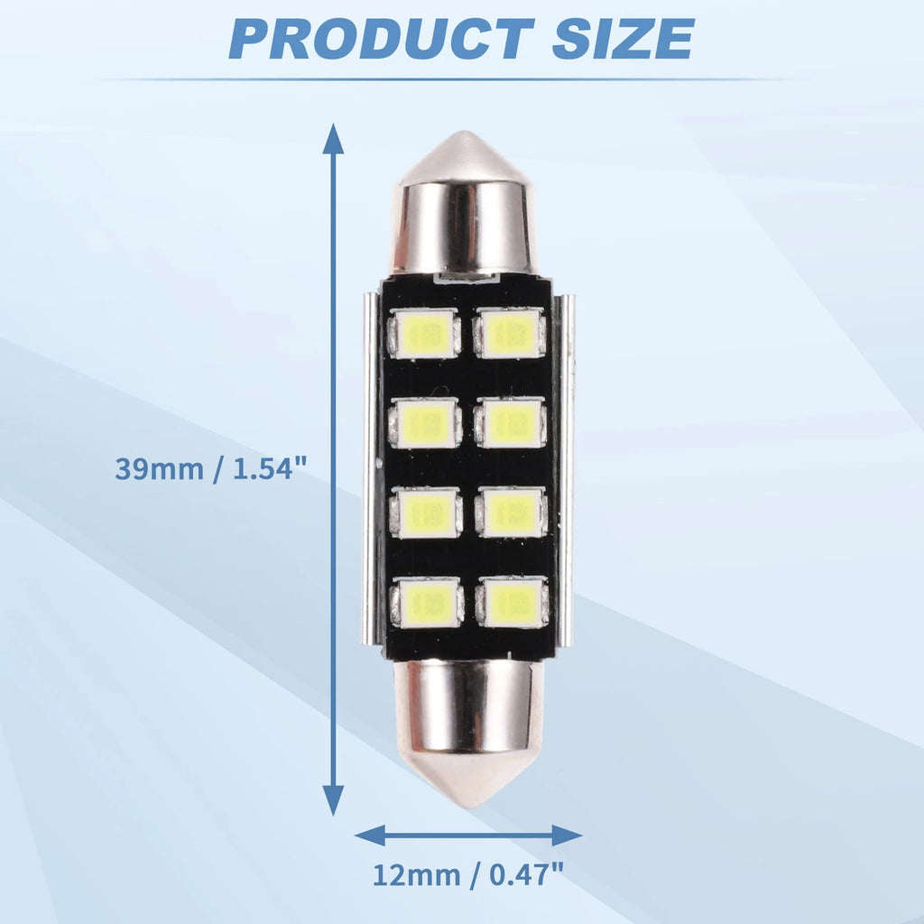 2X LED Dome Light Bulbs 39mm 2835 Chip White for Universal Fit