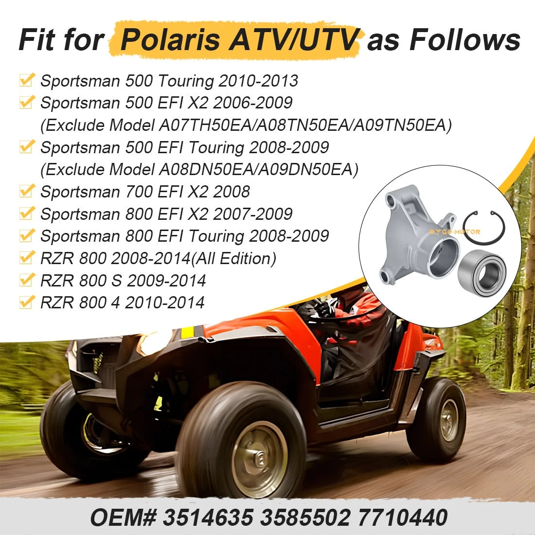 Left-Hand Wheel Carrier w/Bearing for Polaris Sportsman 500 700 800 (2000–2014)